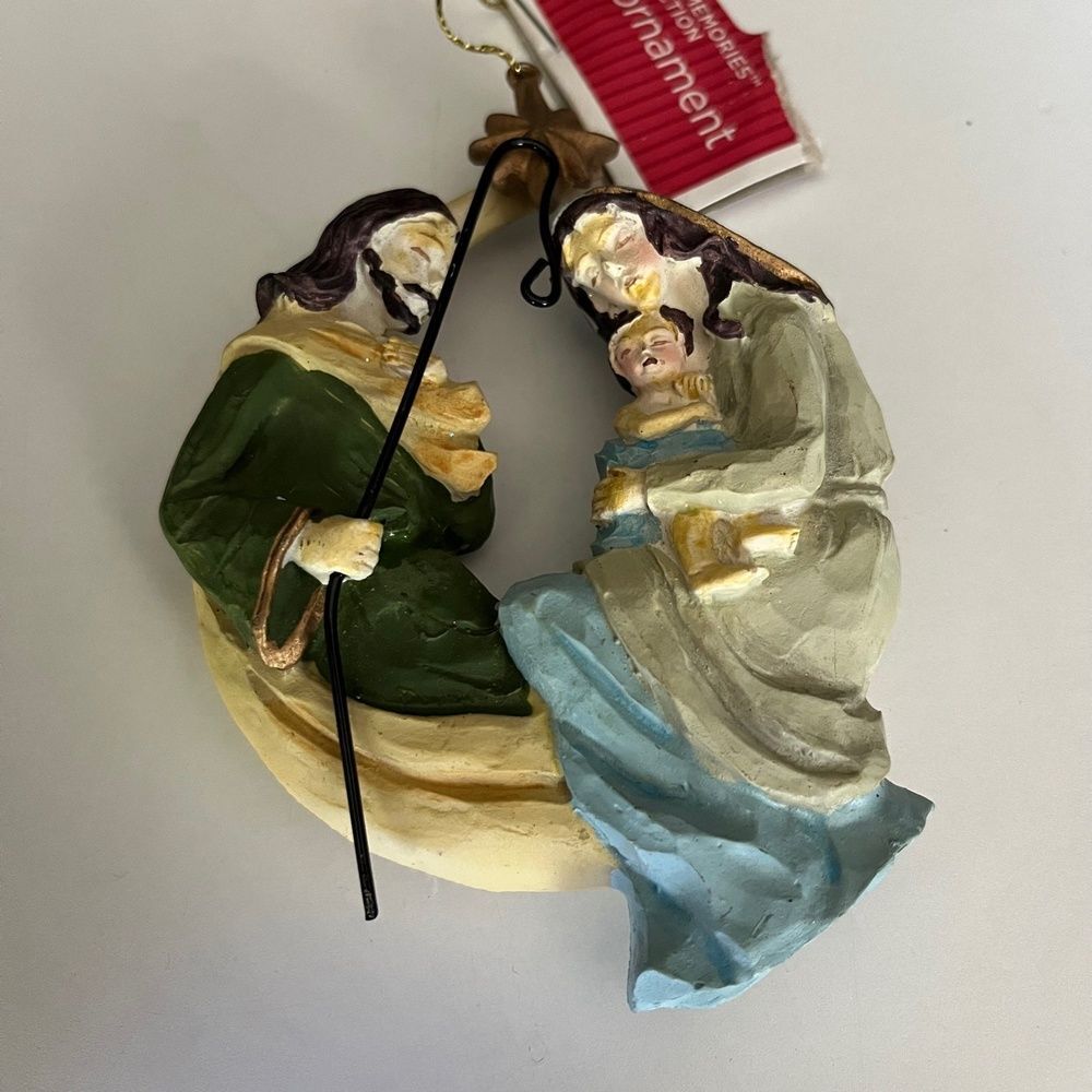 3.5x5 Moon Star nativity christmas manger scene ornament Holy Family Christ  Res